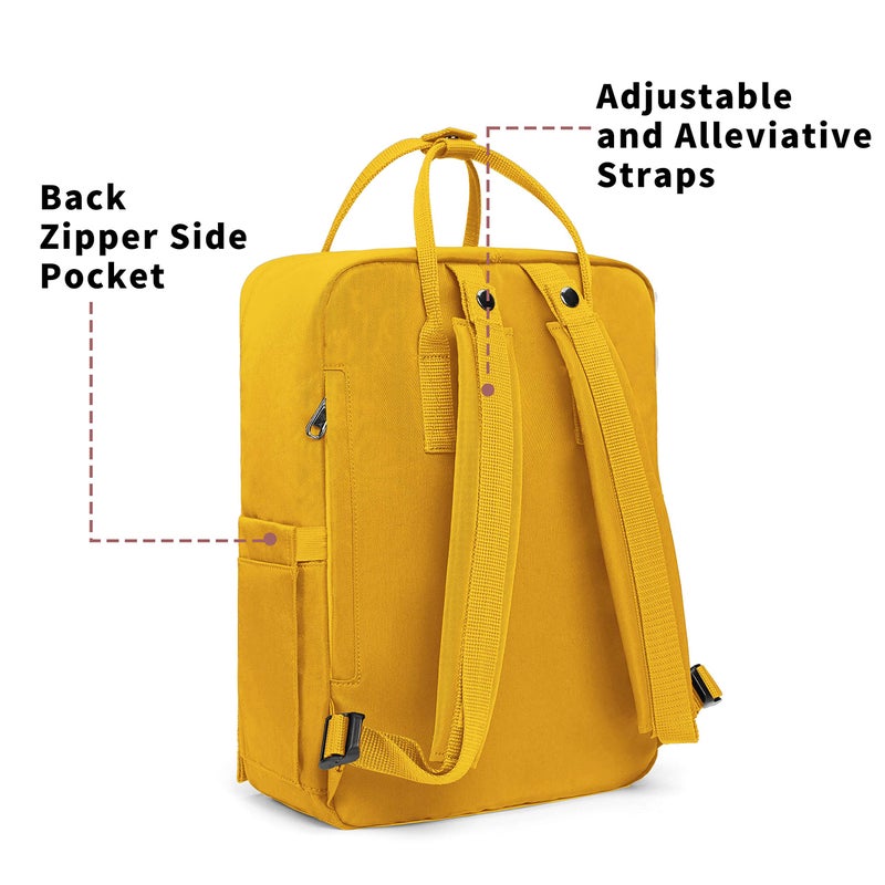 KALIDI Casual Laptop Backpack 15 Inches Classic Camping Rucksack Travel Outdoor Square Daypack College Hiking Gym Bag, Yellow - Image 5